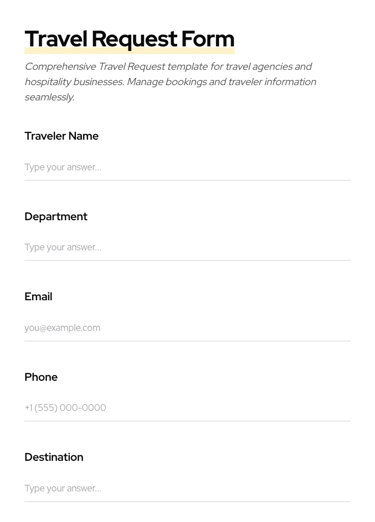 Travel Request preview