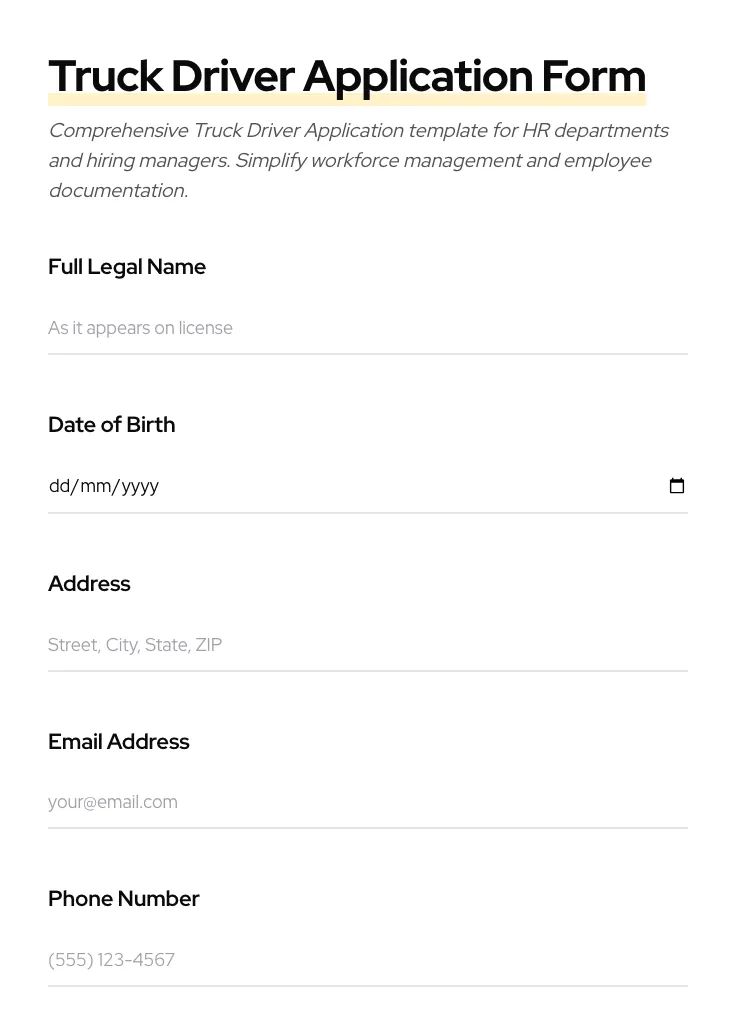 Truck Driver Application preview
