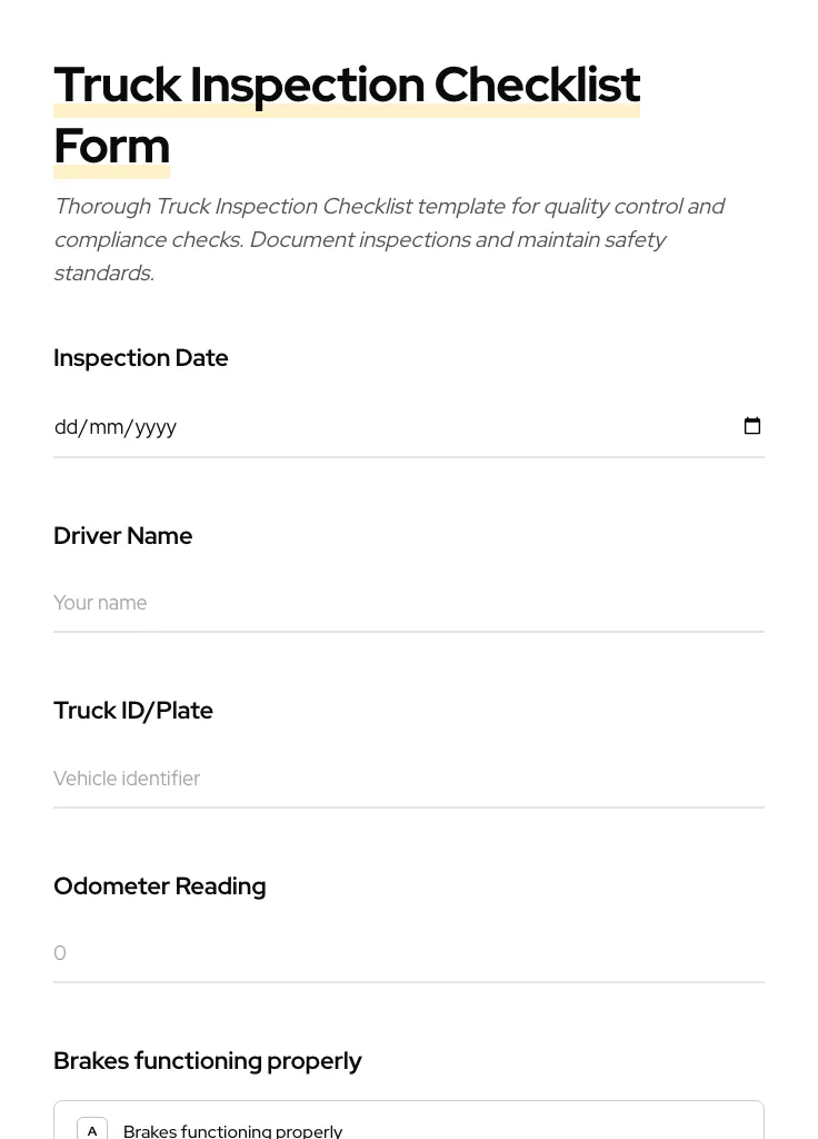 Truck Inspection Checklist preview