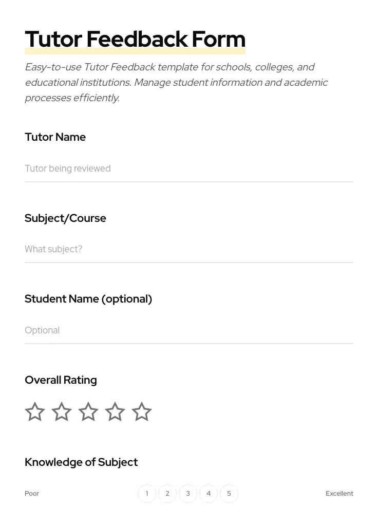 Tutor Feedback preview