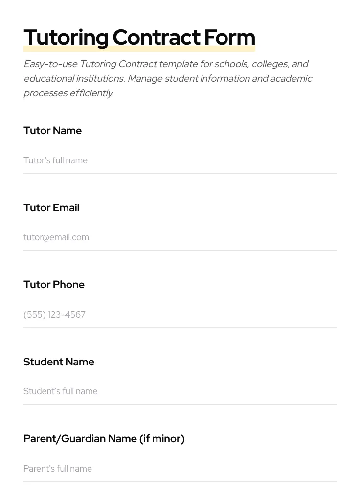 Tutoring Contract preview