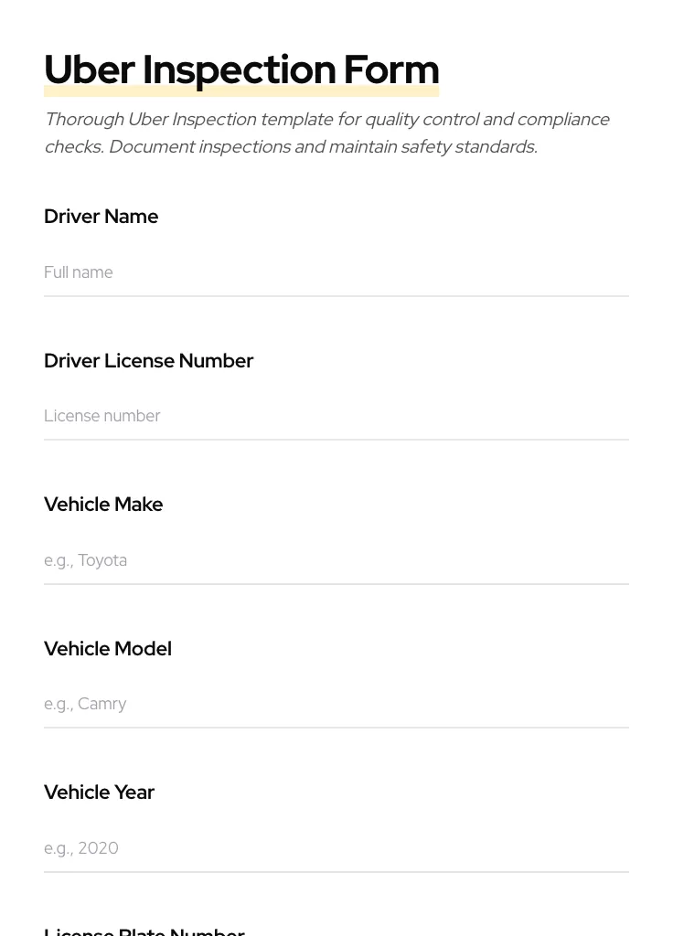 Uber Inspection preview