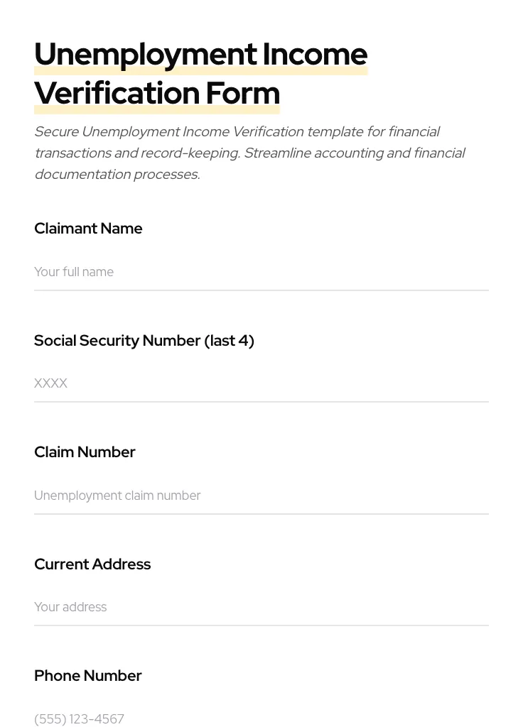Unemployment Income Verification preview