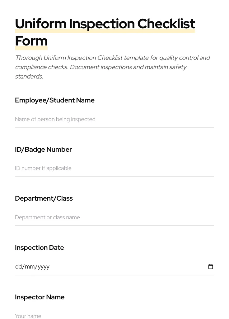 Uniform Inspection Checklist preview