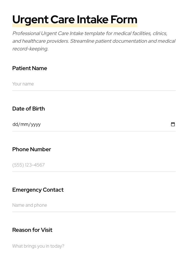 Urgent Care Intake preview