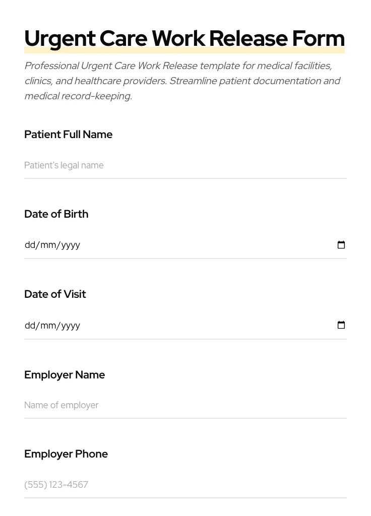 Urgent Care Work Release preview