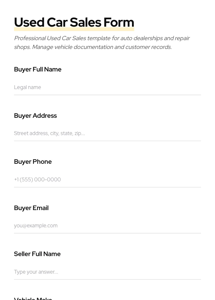 Used Car Sales preview
