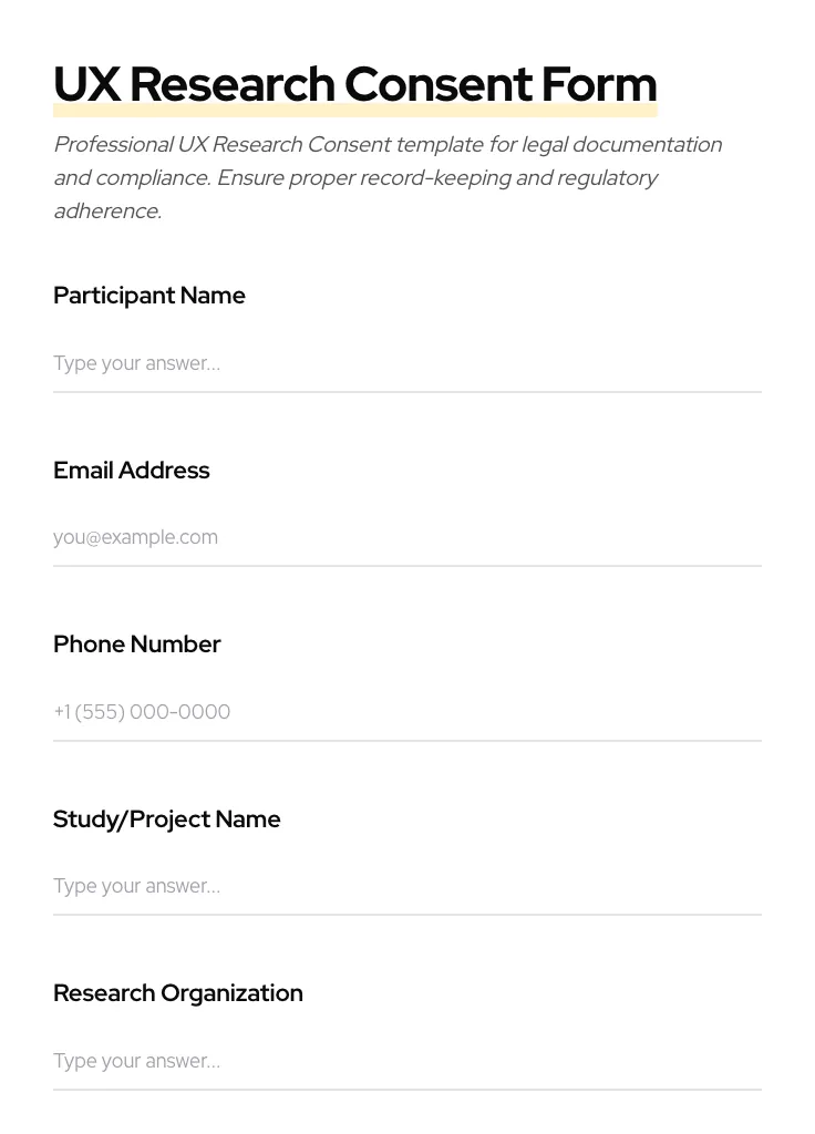 UX Research Consent preview