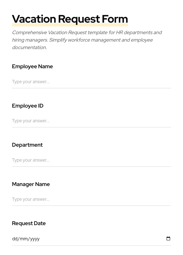 Vacation Request preview