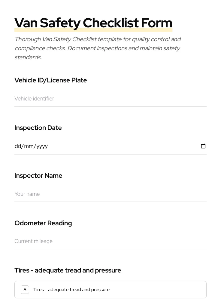 Van Safety Checklist preview