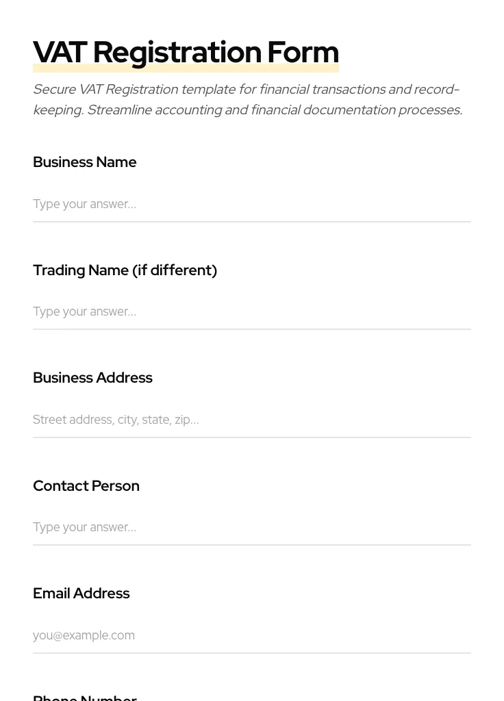 VAT Registration preview