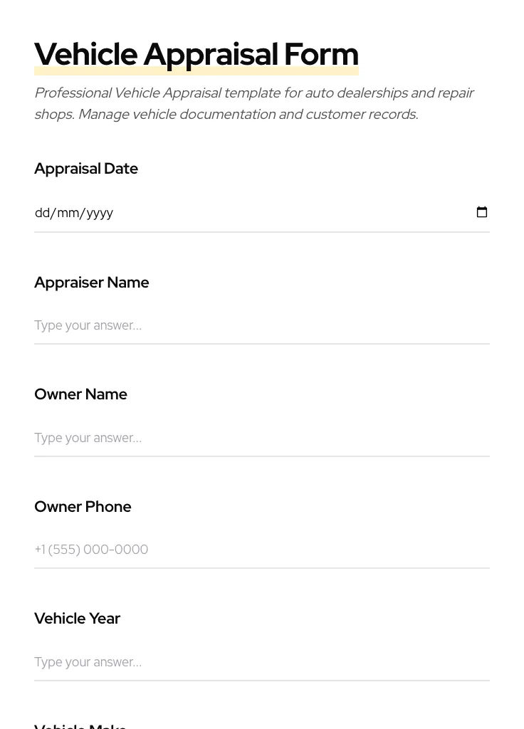 Vehicle Appraisal preview