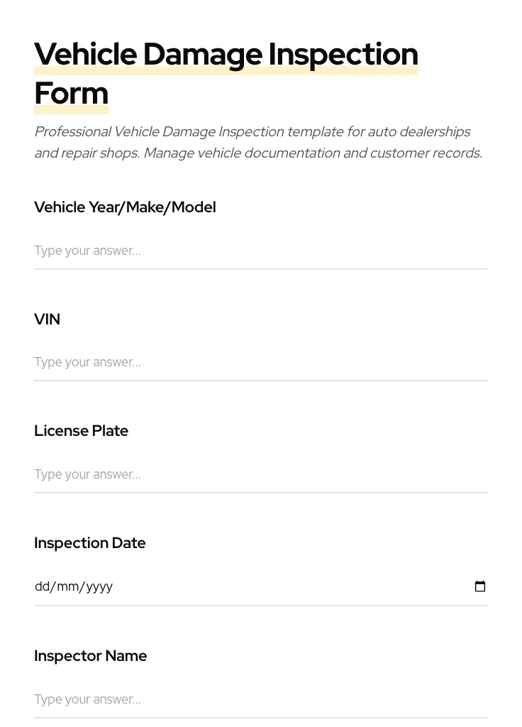 Vehicle Damage Inspection preview
