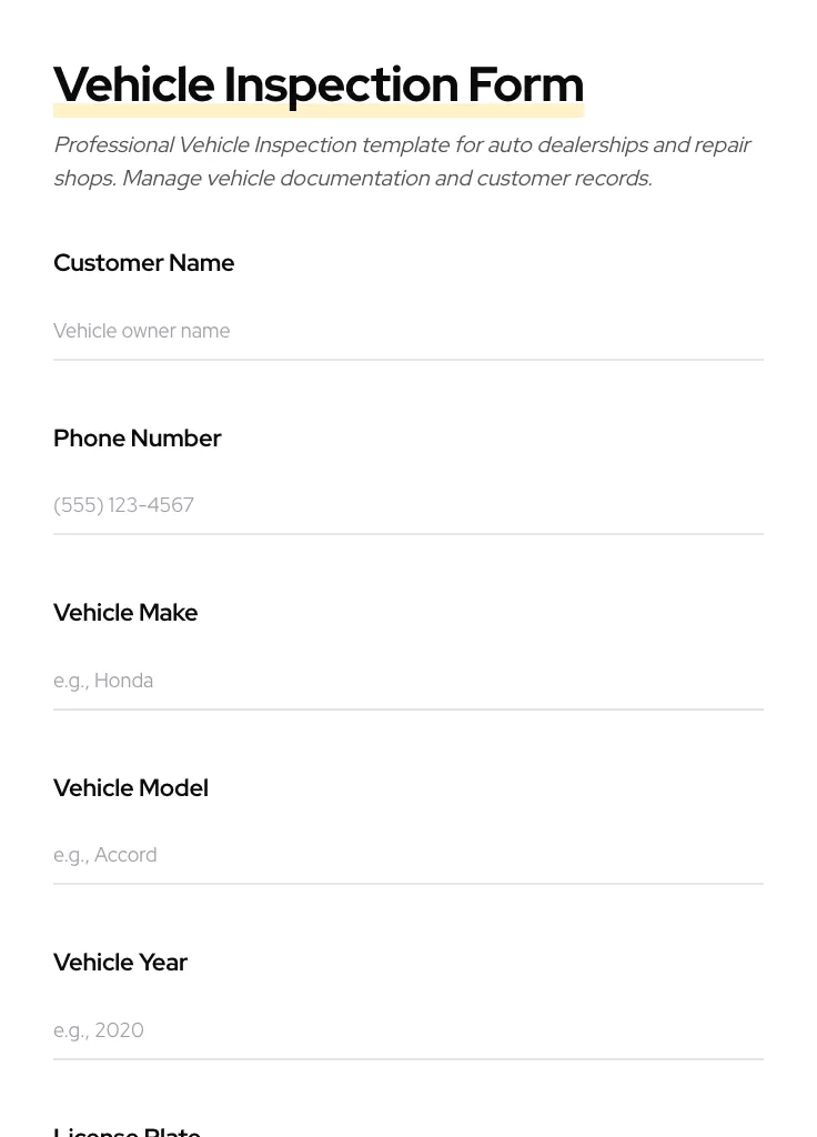 Vehicle Inspection preview