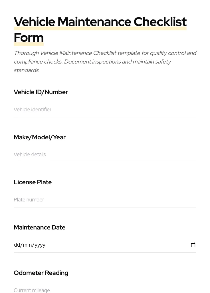 Vehicle Maintenance Checklist preview