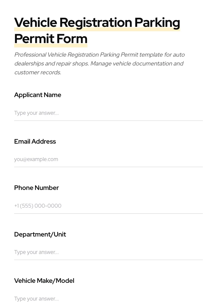 Vehicle Registration Parking Permit preview