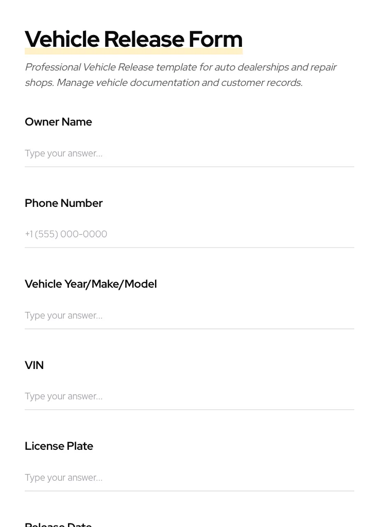 Vehicle Release preview