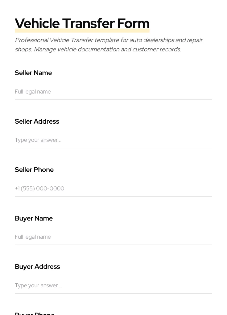 Vehicle Transfer preview