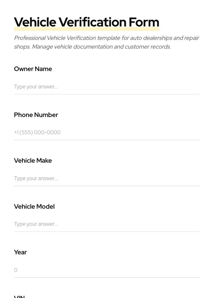 Vehicle Verification preview