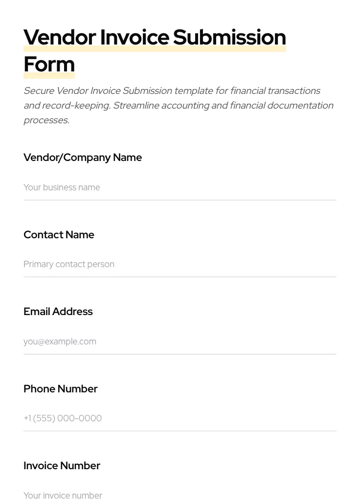 Vendor Invoice Submission preview