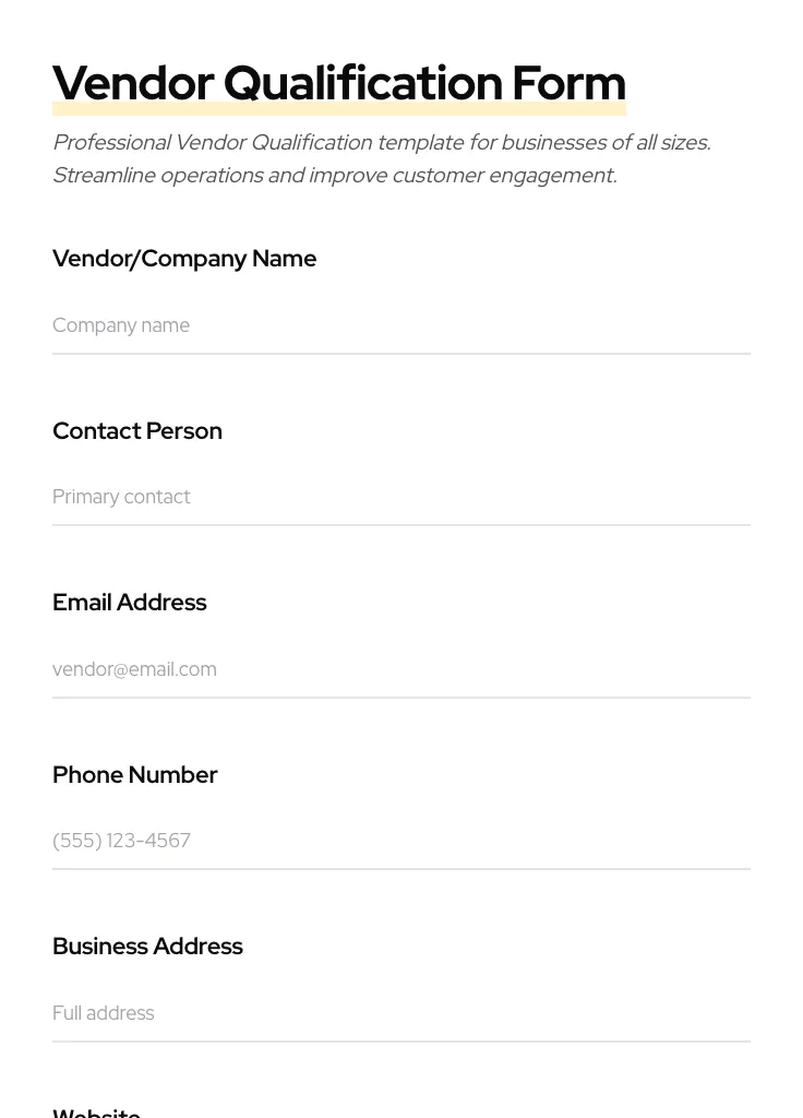 Vendor Qualification preview