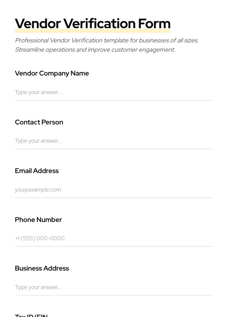 Vendor Verification preview