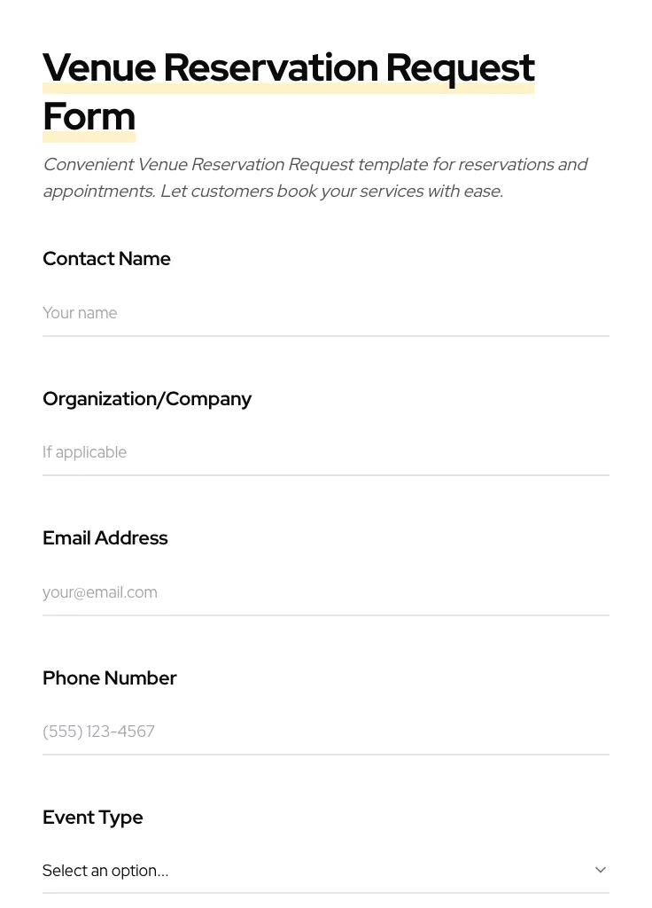 Venue Reservation Request preview
