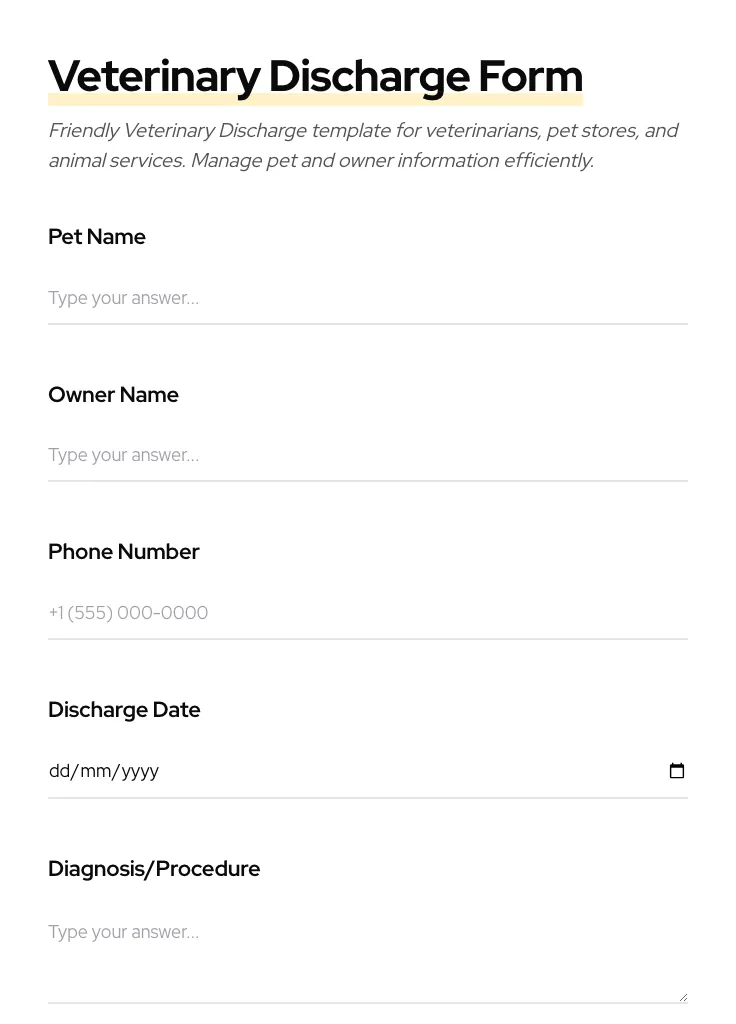 Veterinary Discharge preview