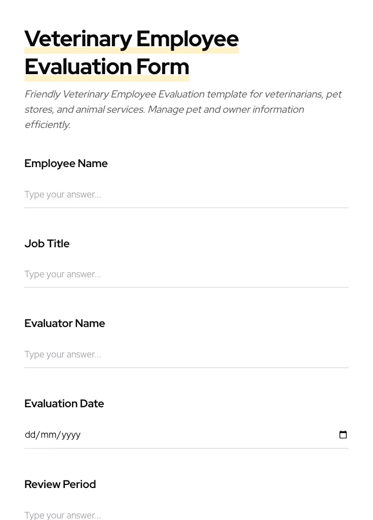 Veterinary Employee Evaluation preview