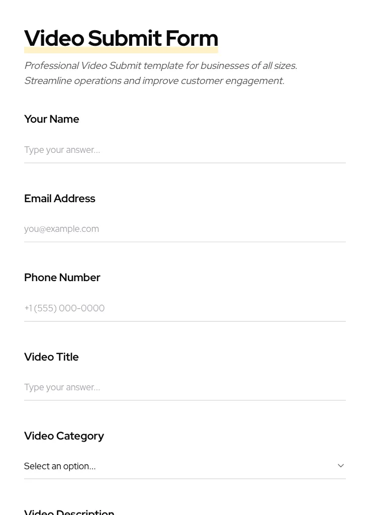 Video Submit preview