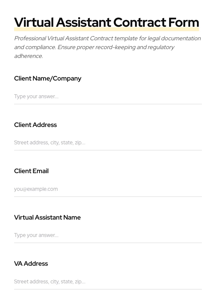 Virtual Assistant Contract preview