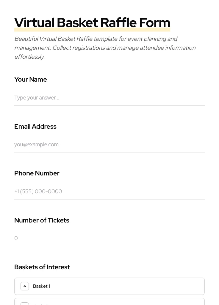 Virtual Basket Raffle preview