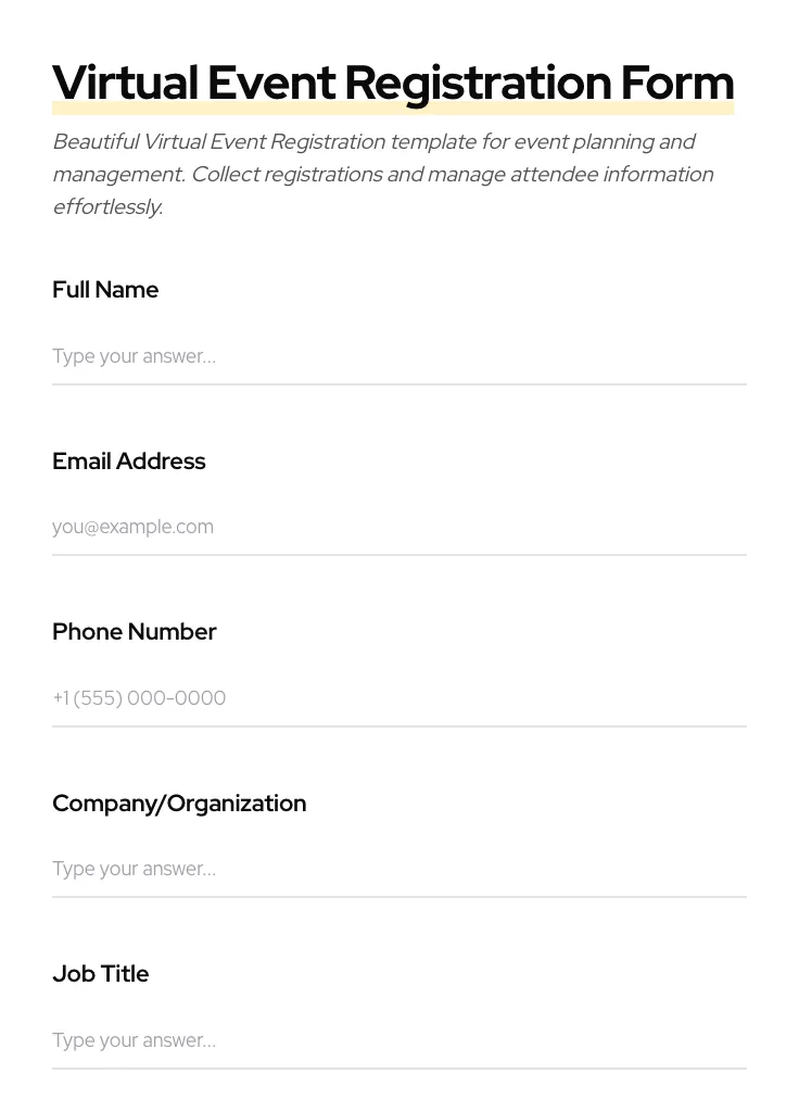 Virtual Event Registration preview