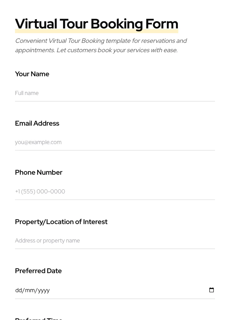 Virtual Tour Booking preview