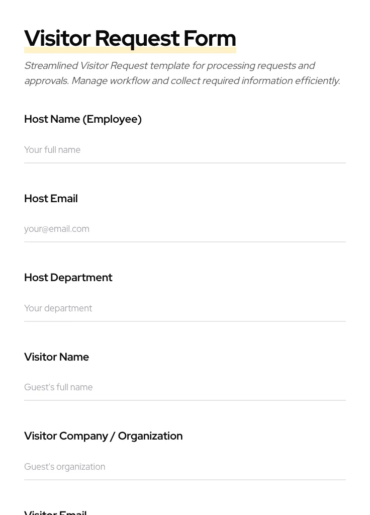 Visitor Request preview