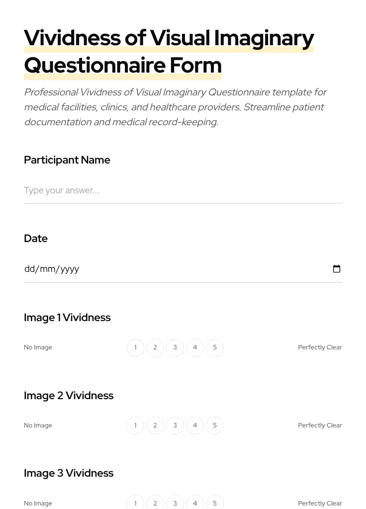 Vividness of Visual Imaginary Questionnaire preview