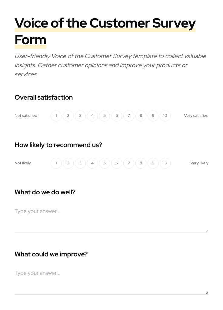 Voice of the Customer Survey preview