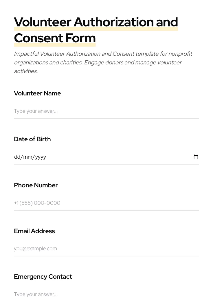 Volunteer Authorization and Consent preview