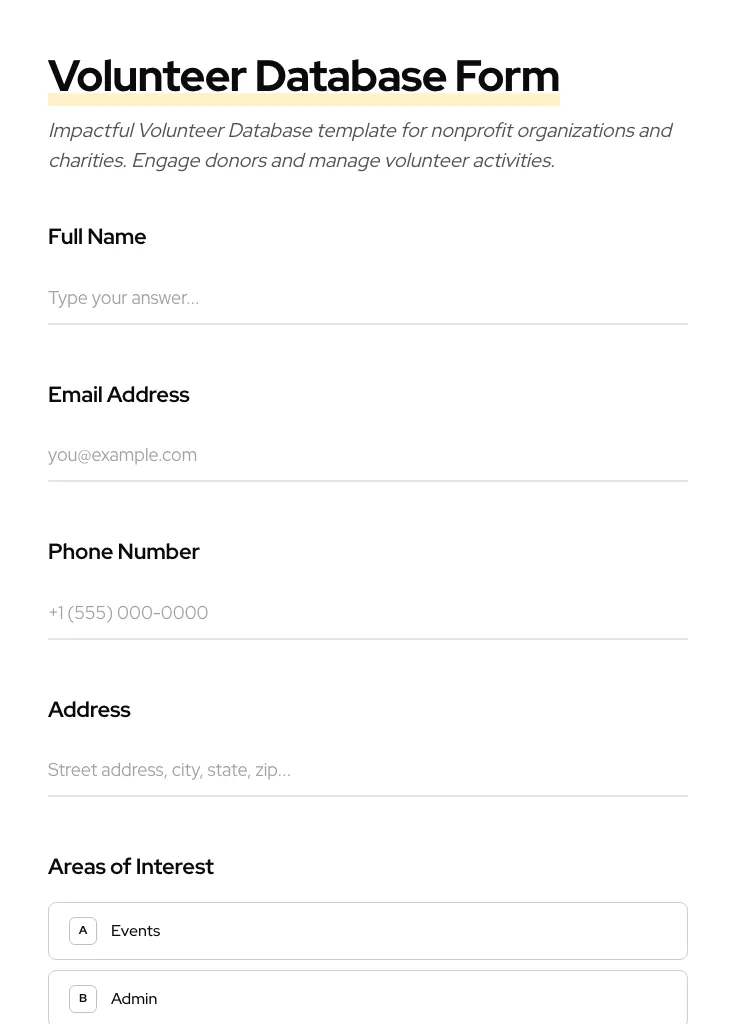 Volunteer Database preview