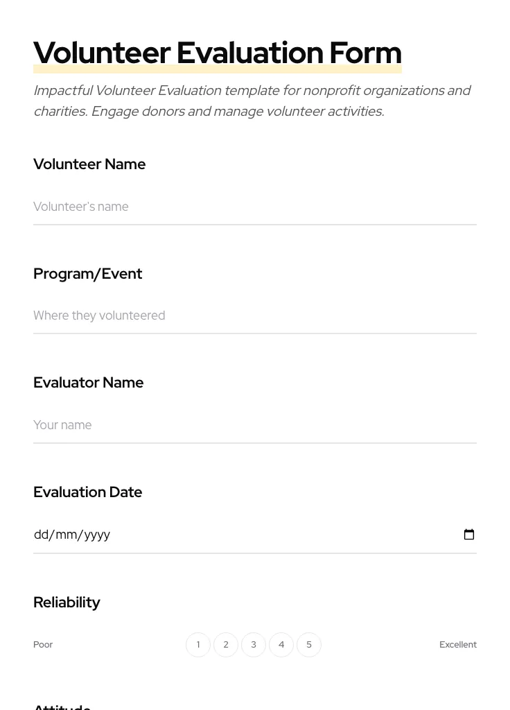Volunteer Evaluation preview