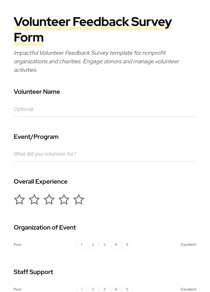 Volunteer Feedback Survey preview