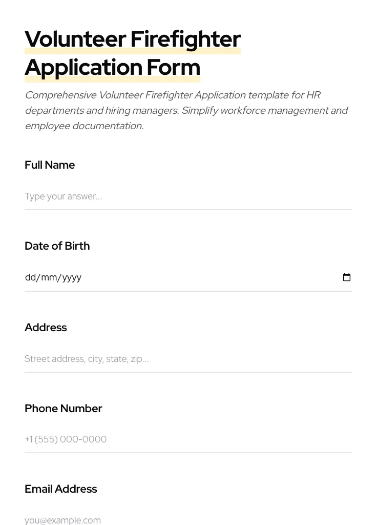 Volunteer Firefighter Application preview