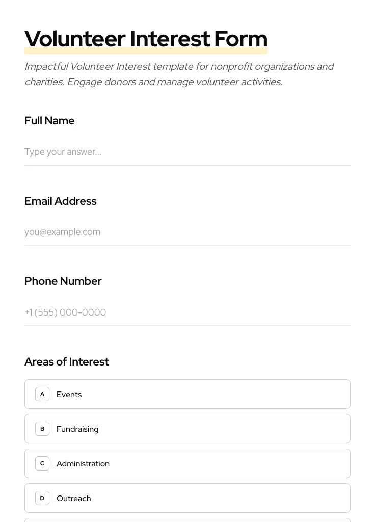 Volunteer Interest preview