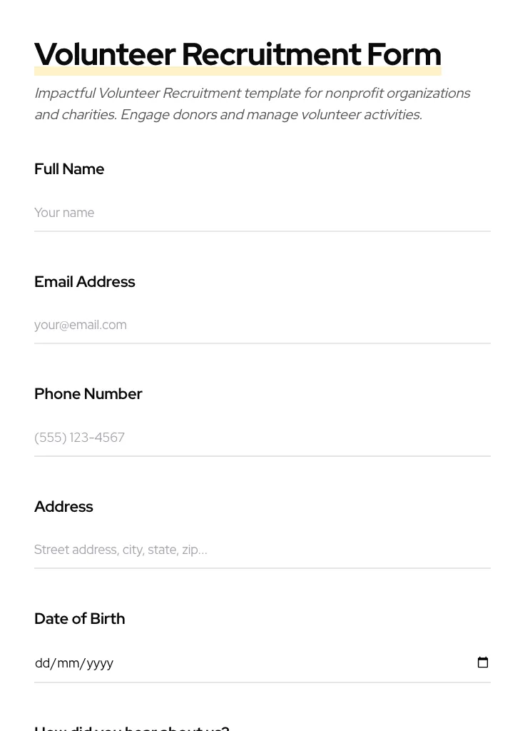 Volunteer Recruitment preview