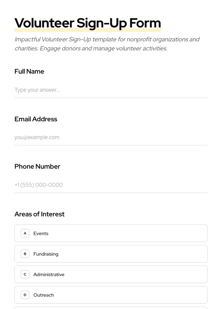 Volunteer Sign-Up preview