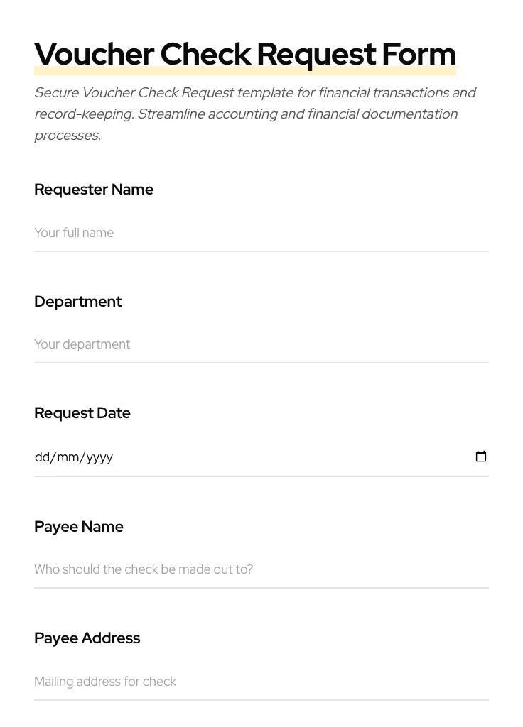 Voucher Check Request preview
