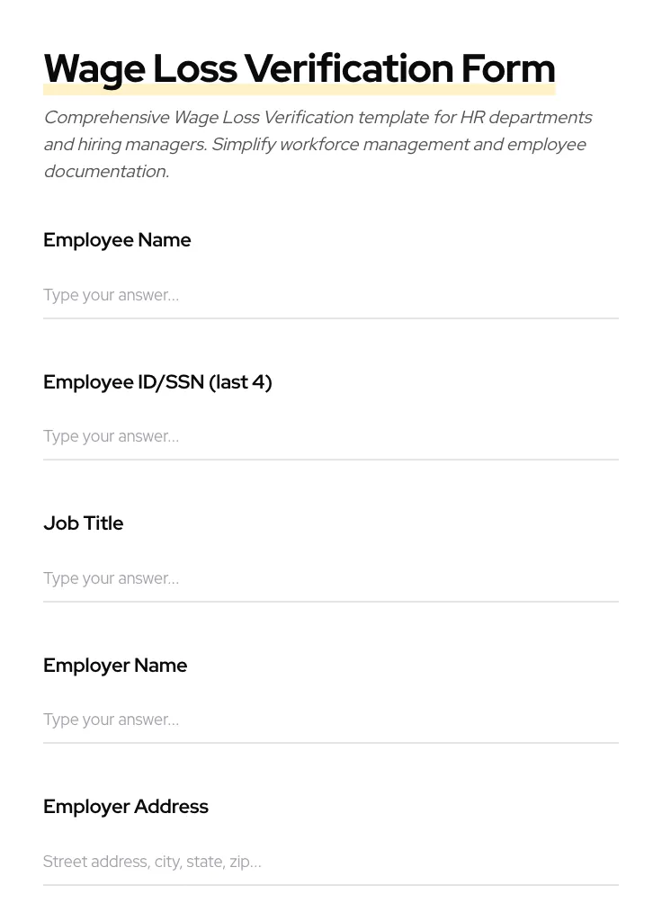 Wage Loss Verification preview