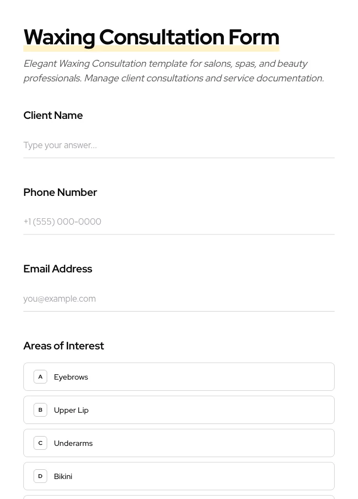 Waxing Consultation preview