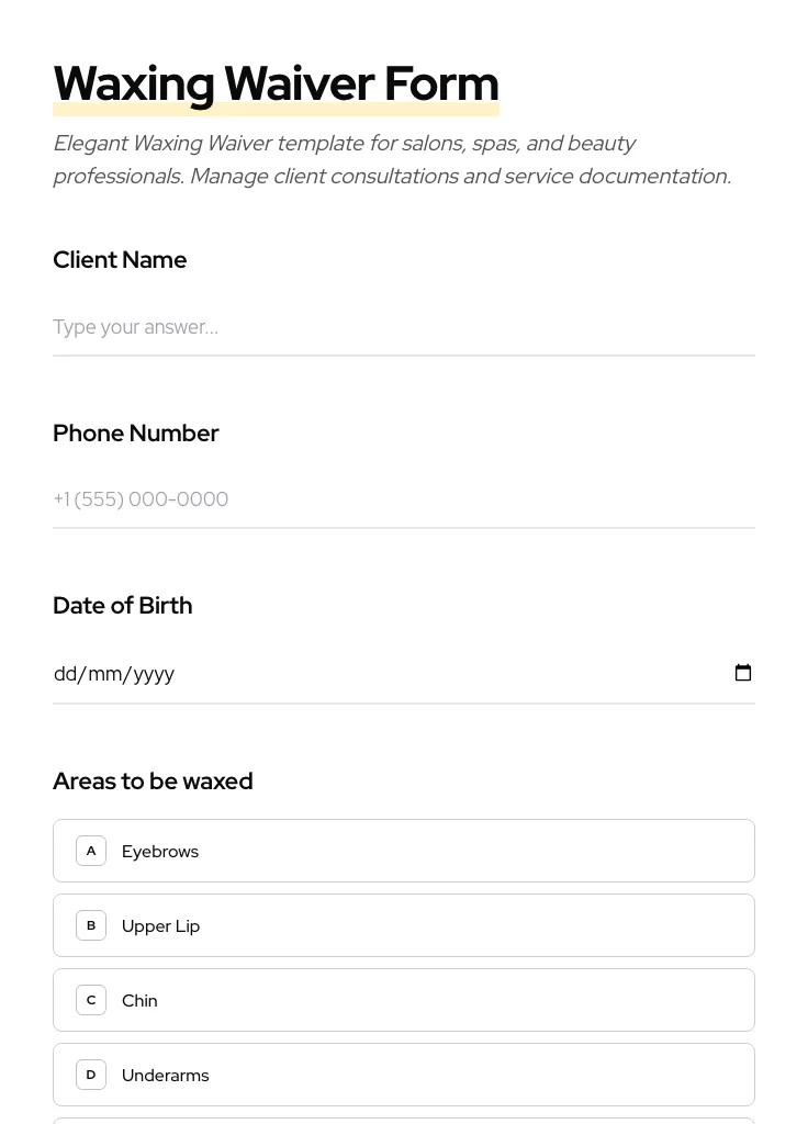 Waxing Waiver preview