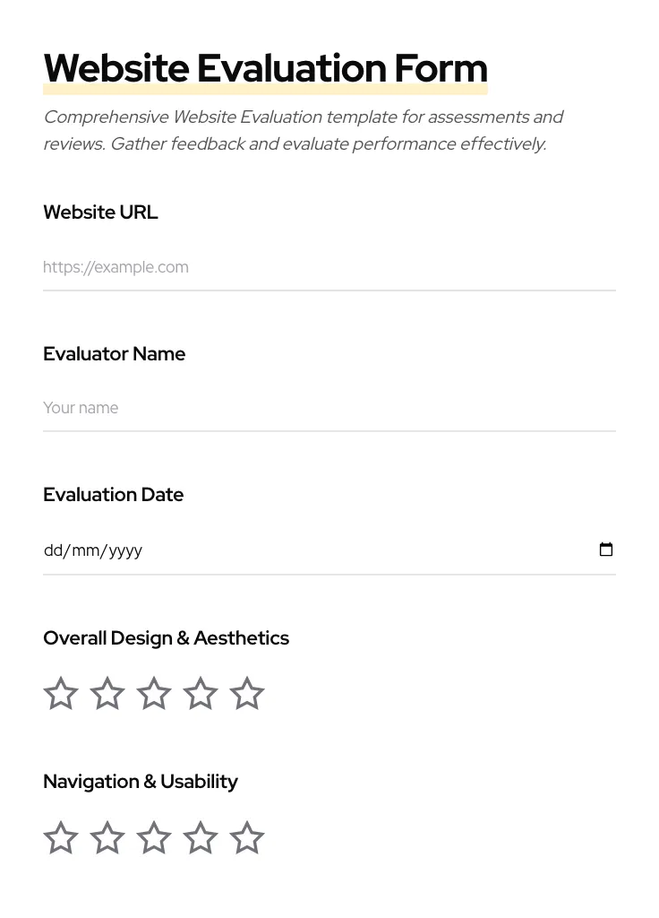 Website Evaluation preview